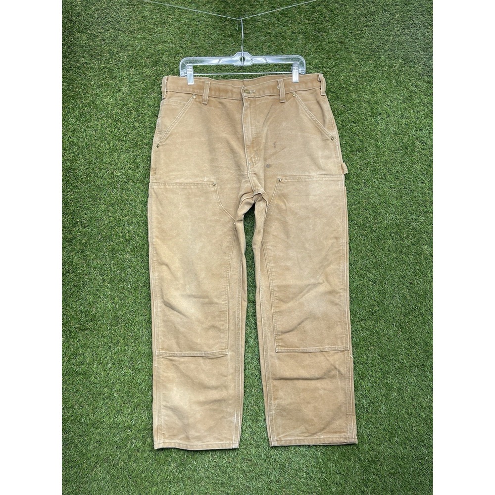 Carhartt Carpenter Pants Mens 36x30 Double Knee Duck Canvas Workwear B01 BRN